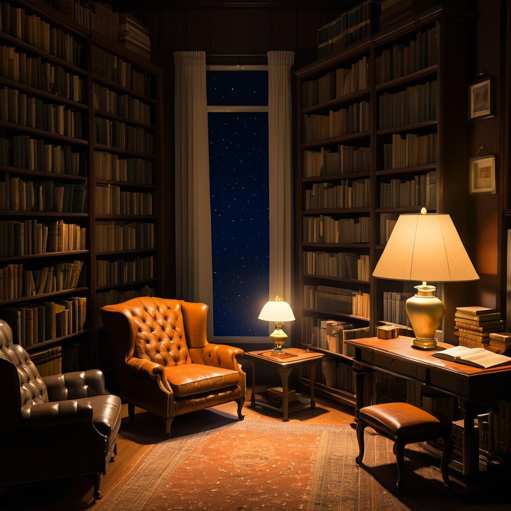 Charming Nighttime Library Scene