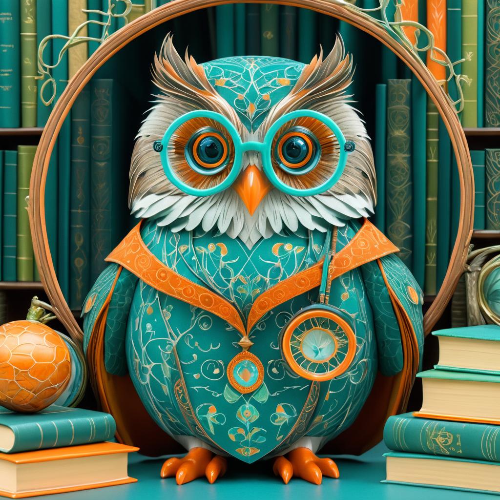 Owl Librarian in Enchanted Library