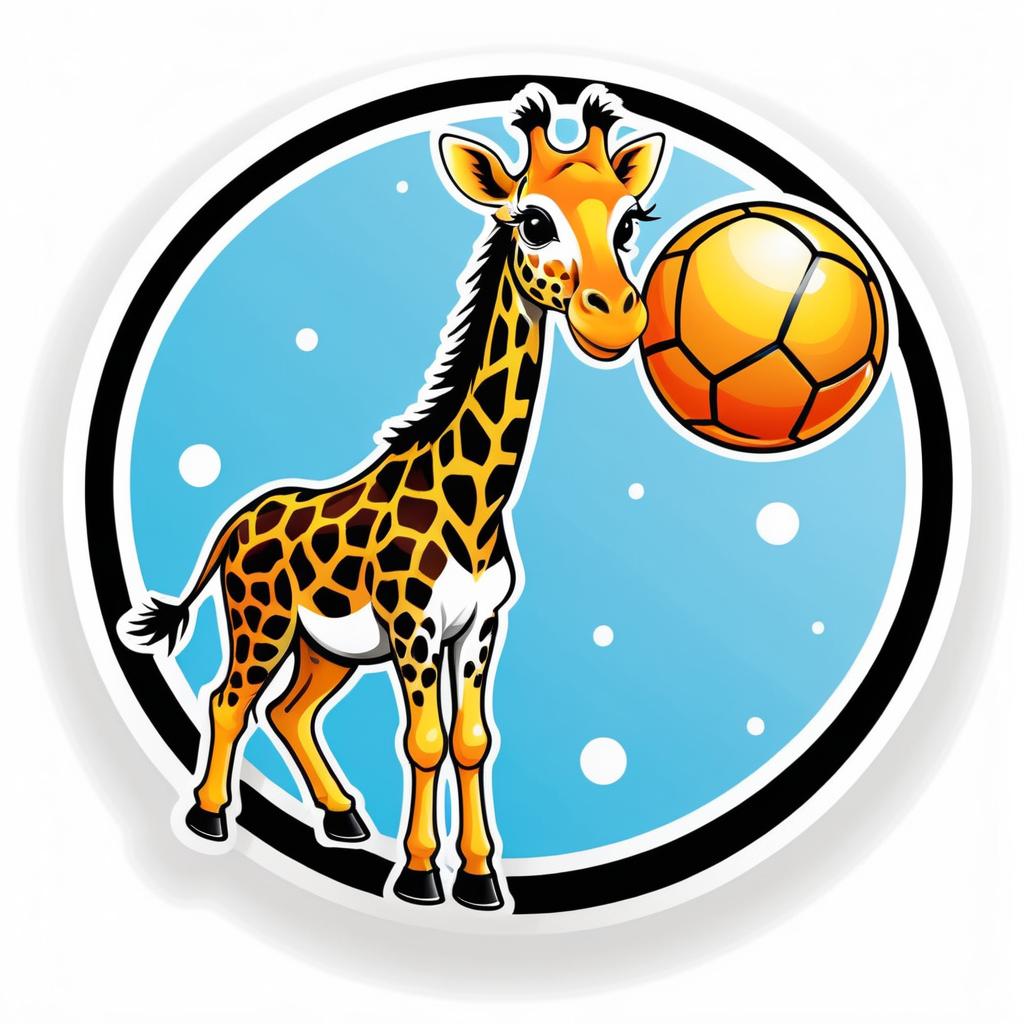 Playful Giraffe Cartoon Sticker Design