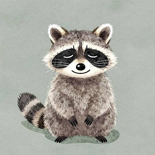 Watercolor Mischievous Raccoon Illustration