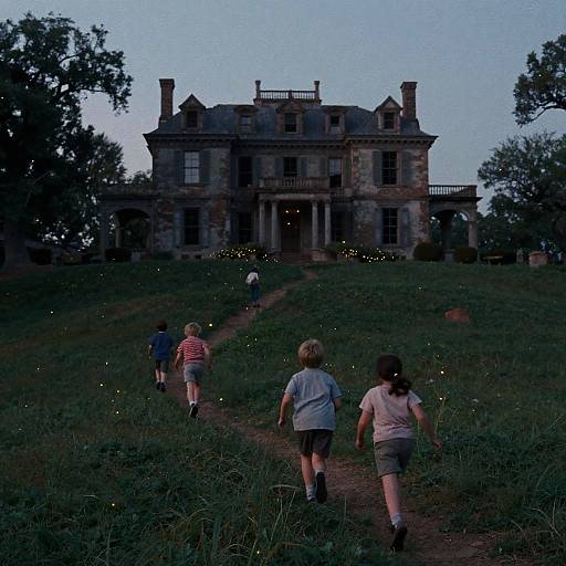 Children Chasing Fireflies at Southern Gothic Plantation Estate