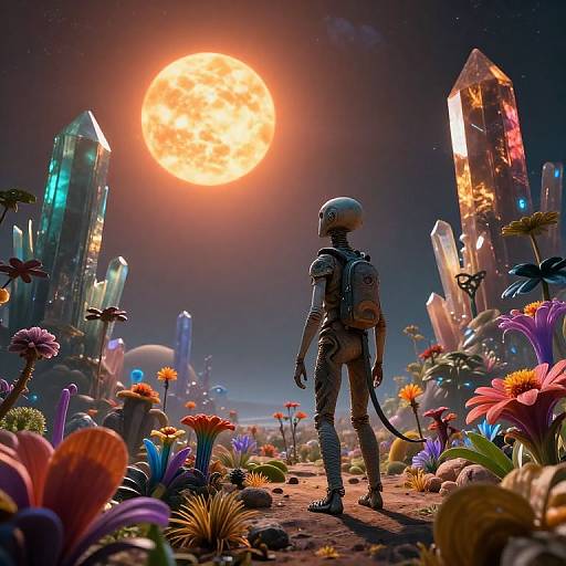 Alien Explorer on Twin-Sunned Planet