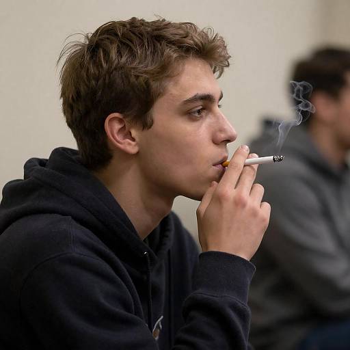 Intense Profile of a Young Smoker