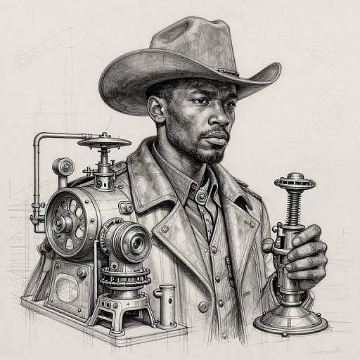 African American Cowboy Machinery Sketch