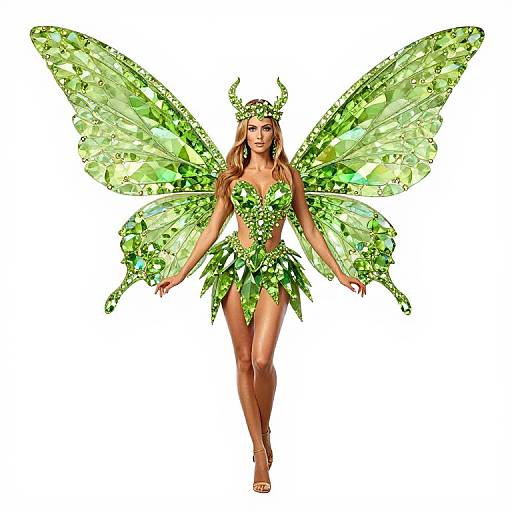 Woman in Peridot Crystal Fairy Costume