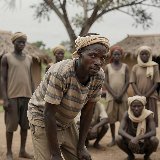 Portrait of Diverse Villagers in Rustic Attire