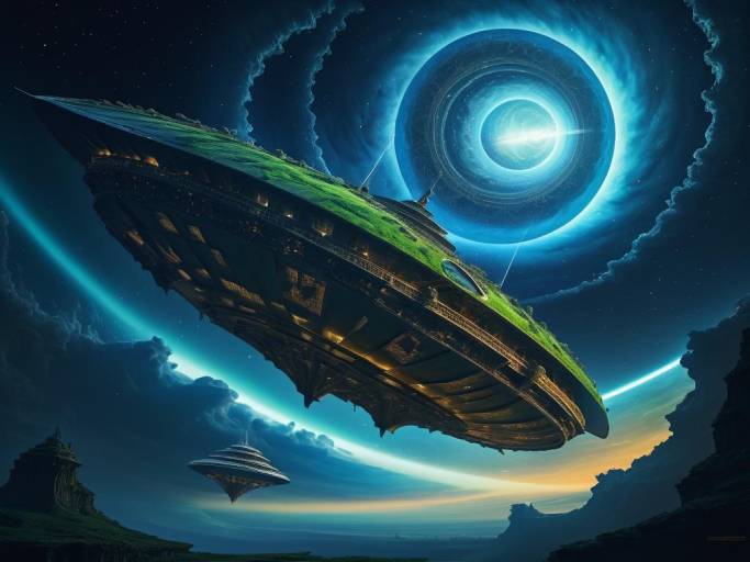 Futuristic Floating City Spaceships