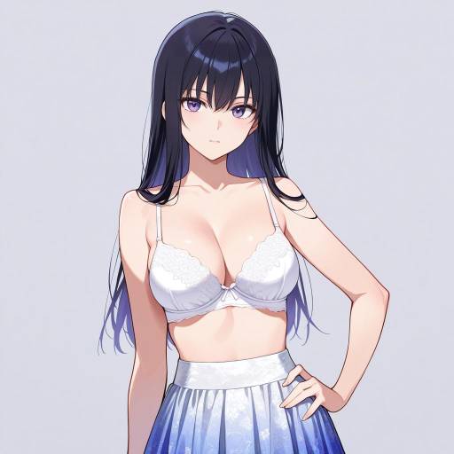 Enchanting Raven-Haired Girl in Vibrant Fashion Enchanting Raven-Haired Girl in Vibrant Fashion