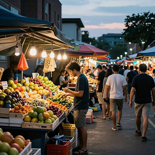 Evening Street Market with Fruit Stall