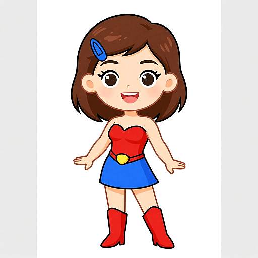 Cartoon Superhero Woman Portrait
