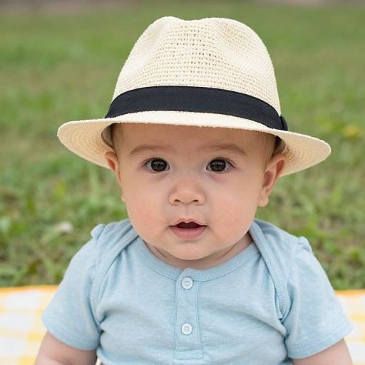 Adorable Baby Boy in Panama Hat
