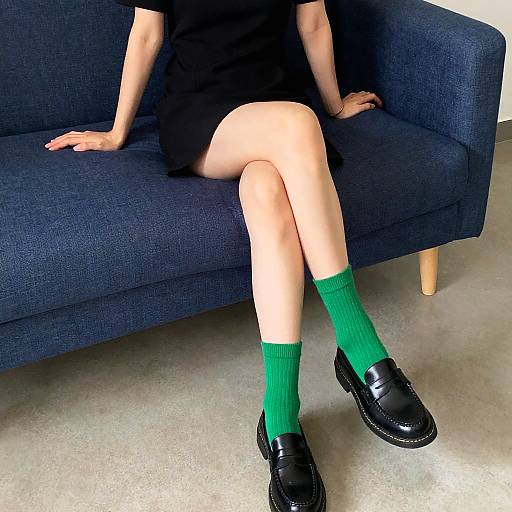 Casual Indoor Portrait with Green Socks