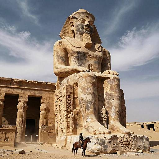 Colossal Statue in Desert Temple