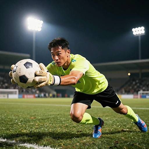 Dynamic Male Soccer Goalkeeper Dive