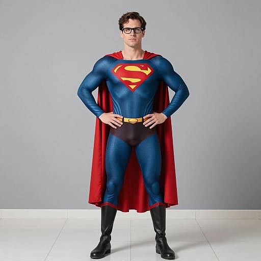 Man in Superman Costume with Glasses