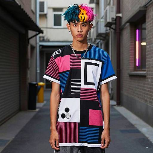Color Blocked Hairstyle on Male Influencer