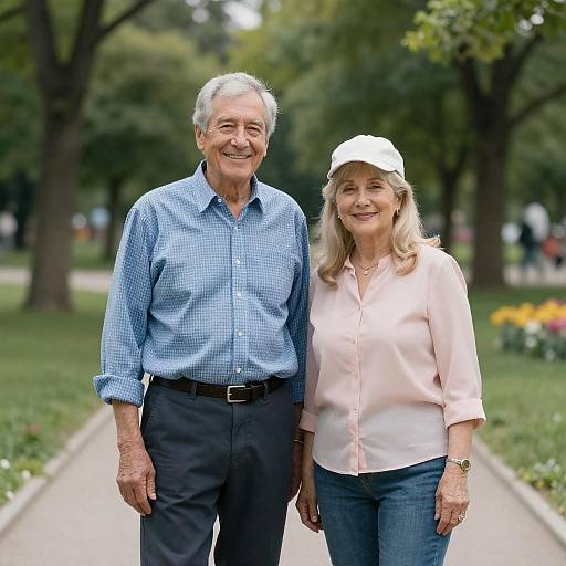 Elderly Couple Smiling in a Park