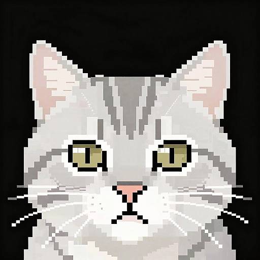 Elegant Monochrome Pixel Cat Face