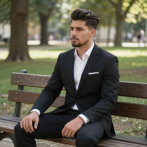 Young Man in Black Suit Park