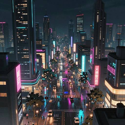 Futuristic Neon Cityscape in Mappa Style