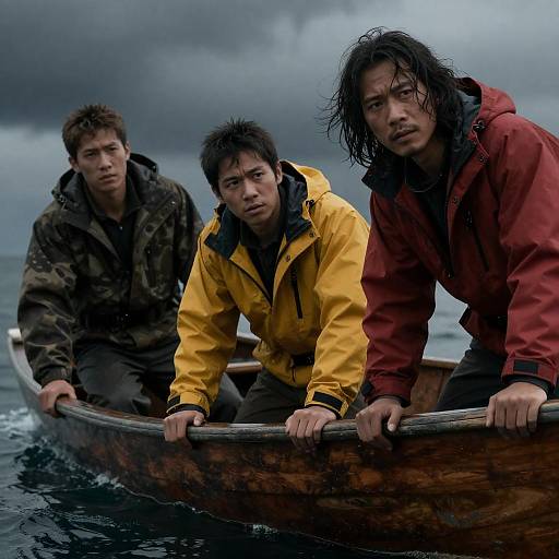 Stormy Sea Adventure with Intense Characters