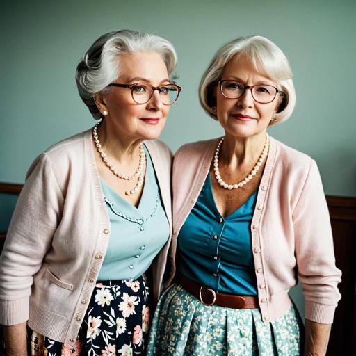 Elegant Elderly Women in Vintage Outfits