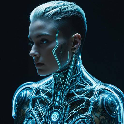 Transcendent Android Portrait with Bioluminescence