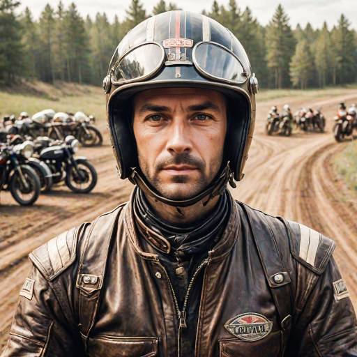 Vintage Motorcycle Racer Portrait in Detail
