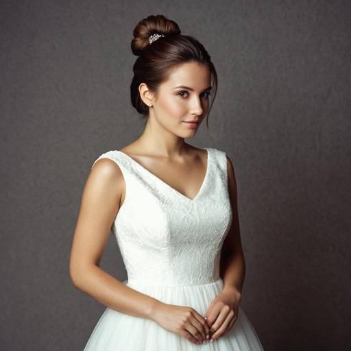 Bride in Elegant White Wedding Dress
