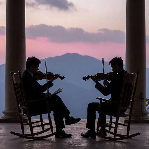 Serene Silhouettes in Vibrant Landscape