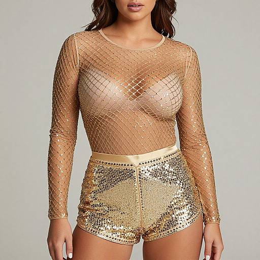 Glam Rock Woman in Gold Sequins