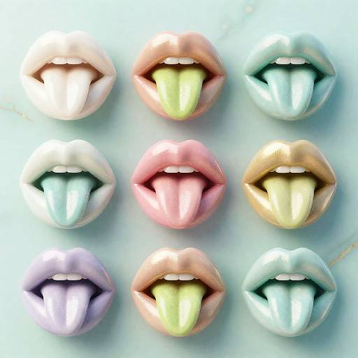 Opalescent 3D Lips with Lime Tongues