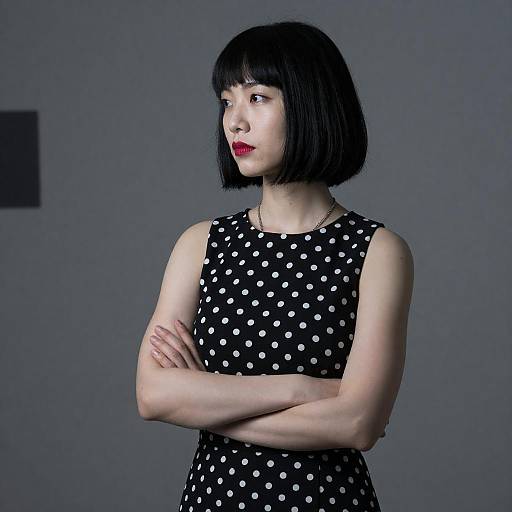 Dramatic Portrait of Woman in Polka-Dots