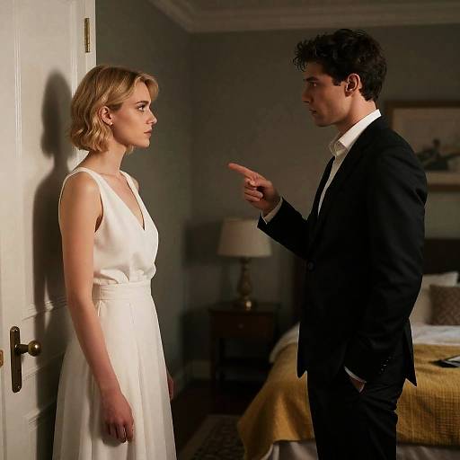 Intense Confrontation in Dim Bedroom