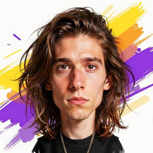 Caricature of Musician with Wild Hair and Expressive Eyes