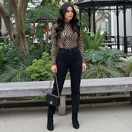 Chic Woman in Urban Park Fashion