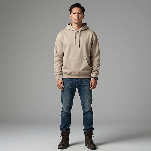 Man in Casual Hoodie and Jeans