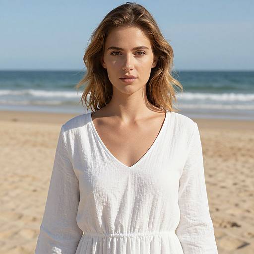 Sunlit Beach Portrait of Woman