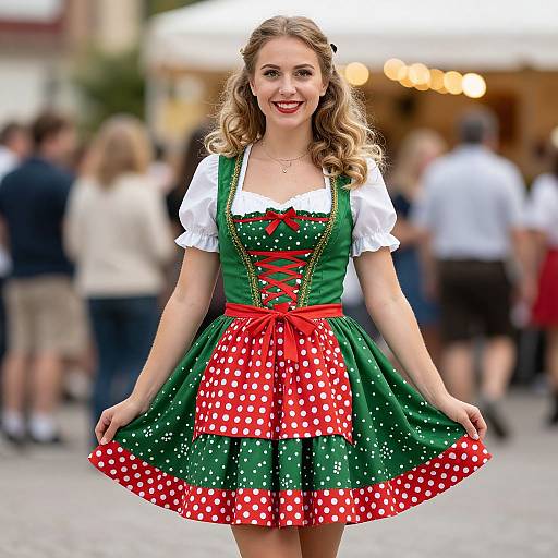 Oktoberfest Woman in Polka Dot Dress