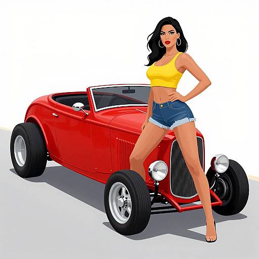 Red Hot Rod with Confident Woman