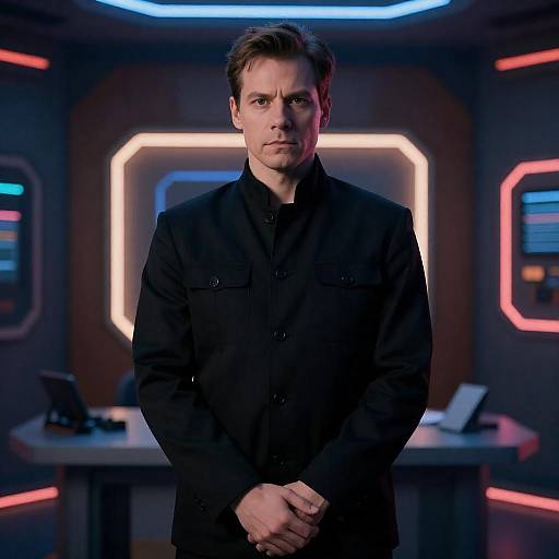 Serious Man in Futuristic Room