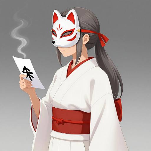 Elegant Female Character in Kimono Design