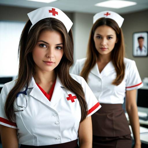 Two Female Nurses in Uniforms in Medical Office