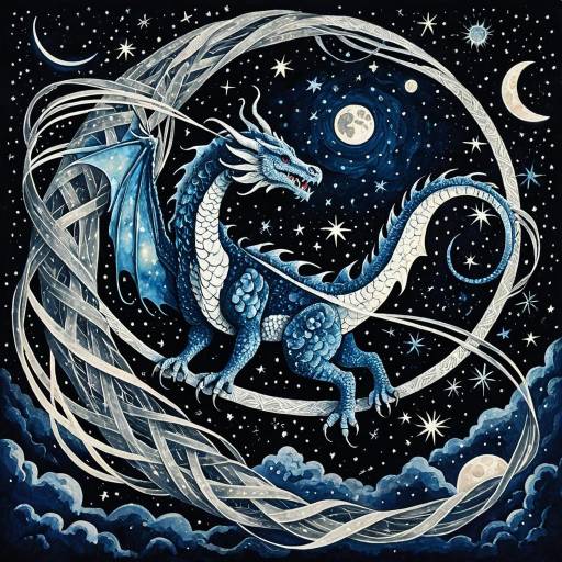 Ethereal Dragon in Celestial Night Sky