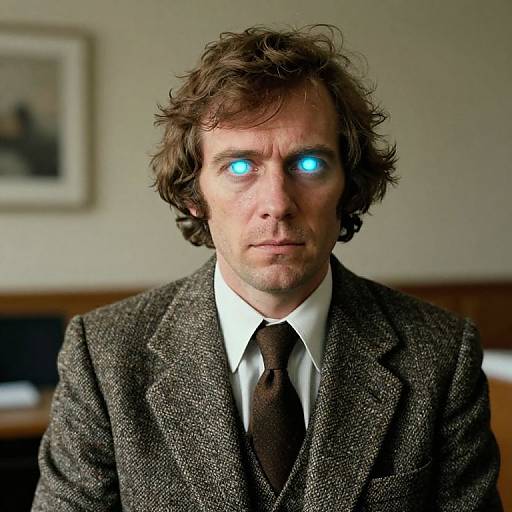 1970s Programmer Portrait with Hypnotic Eyes