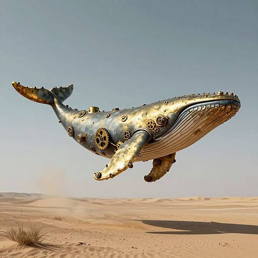 Steampunk Whale in Desert Sky