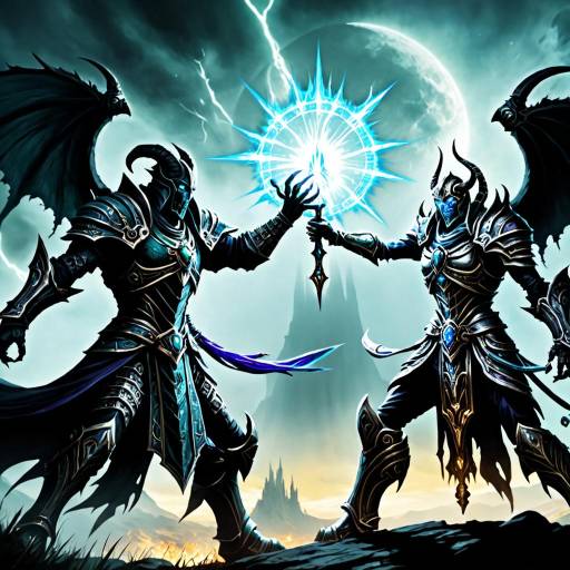 Epic Battle of Light and Shadow Wallpaper
