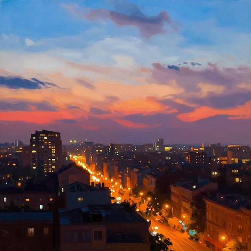 Impressionist Cityscape at Dusk