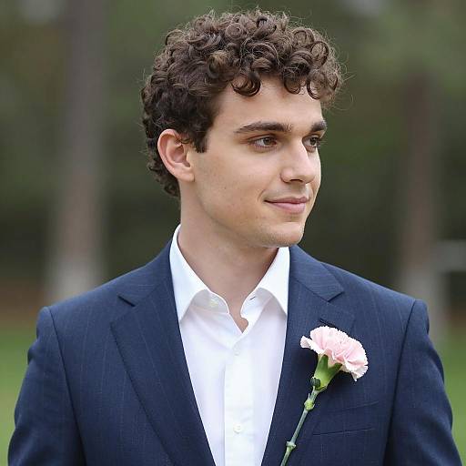 Dapper Man in Blue Suit with Carnation