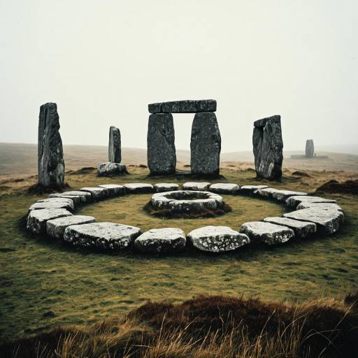 Neolithic Stone Circle on Foggy Moorland